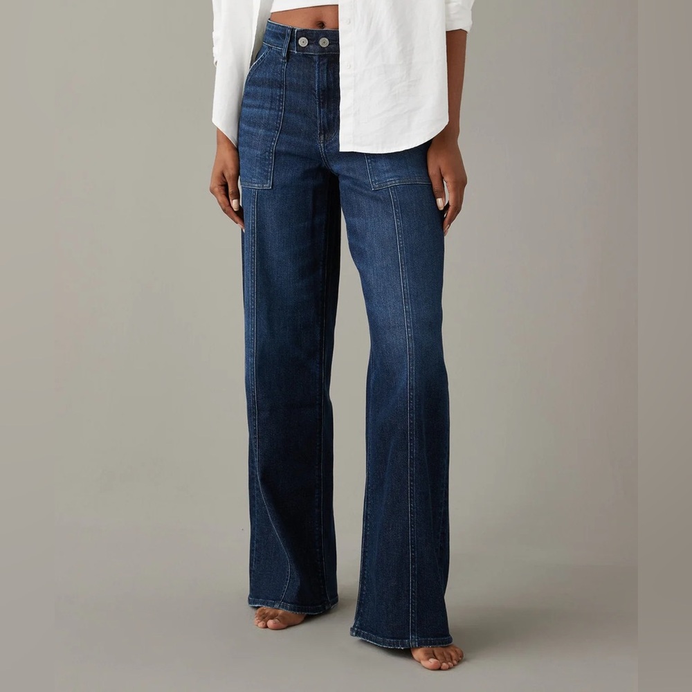 American Eagle Outfitters Dark Indigo Wide Leg Jeans